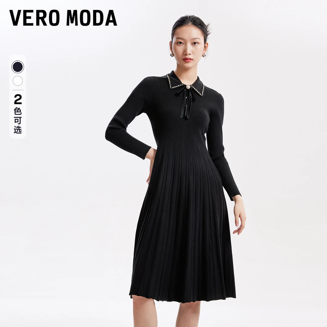 Vero Moda雅丹风2024针织连衣裙【乌托邦玫瑰】通勤显瘦323346040