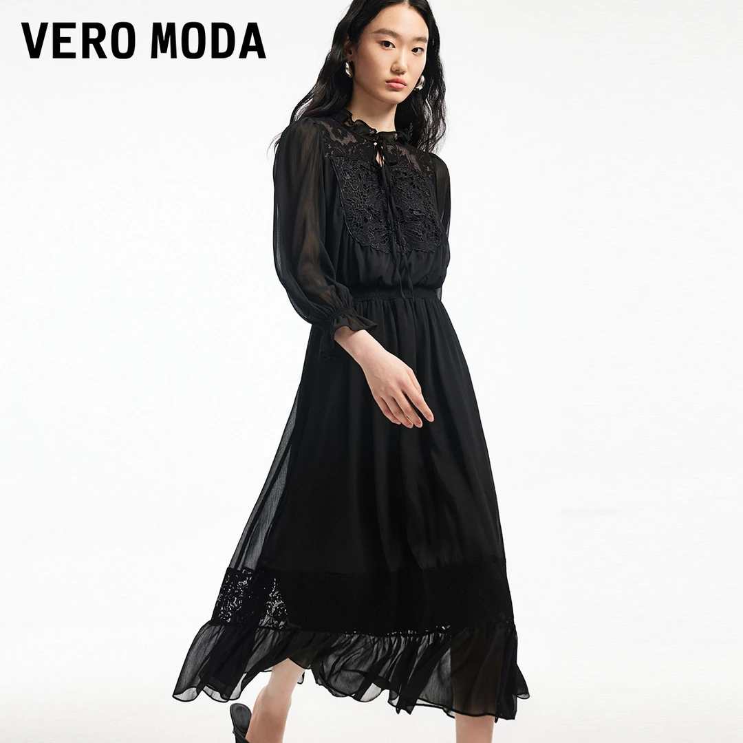 Vero Moda2024新款尤莱特连衣裙浪漫民族风刺绣长裙垂坠32427C008