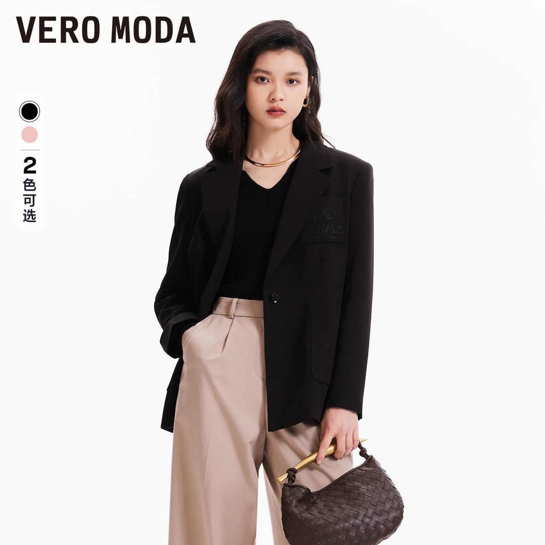 Vero Moda2024新款设计感西装外套通勤休闲通勤玫瑰刺绣324108011