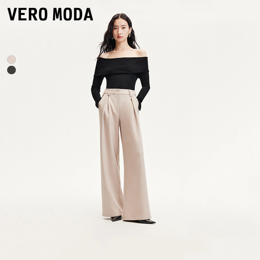 【许半夏推荐】Vero Moda新款打褶阔腿西装裤气质简约324374017