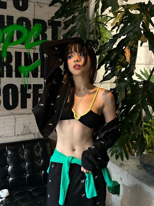 PANMIE25撞色内衣女薄款法式小胸性感深U辣妹无钢圈爵士街舞打底