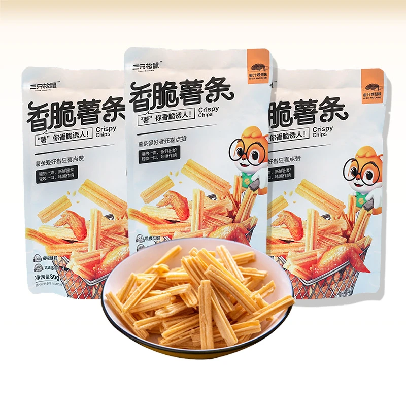 三只松鼠香脆薯条10袋蜜汁烤翅味J吃货零食小吃方便即食品1袋精选