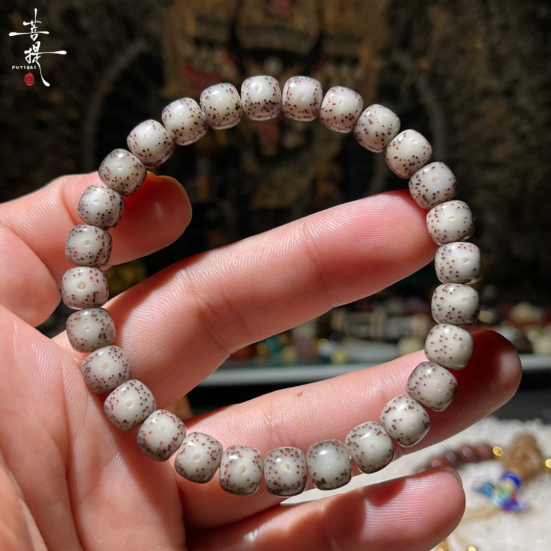 PUTIBAIG21星月菩提粉彩瓷白黑灰果冻大眼睛月朗星稀同枝手串一朵