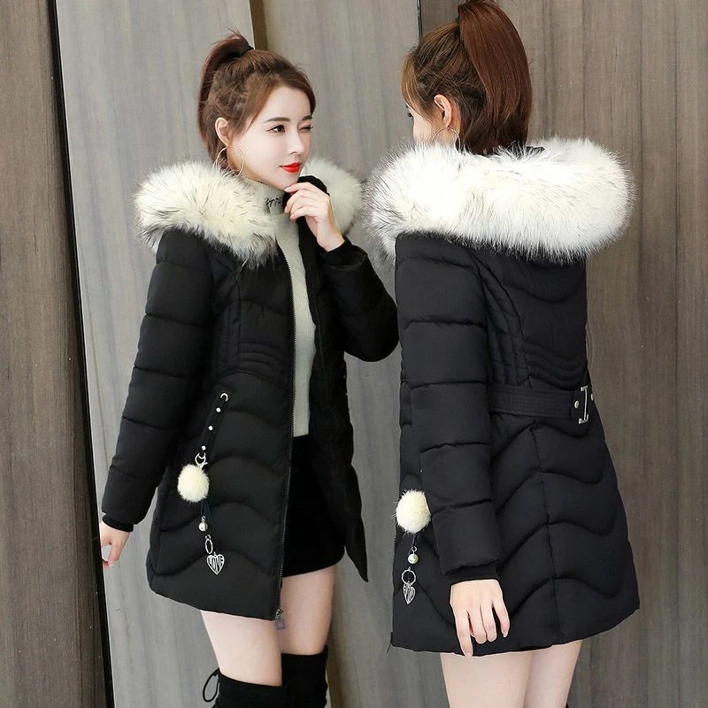 棉衣2023新款羽绒服女冬中长款修身显瘦加厚棉袄小个子冬装