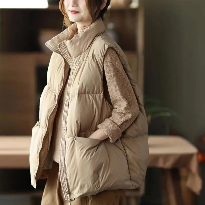 羽绒棉服羽绒棉马甲女秋冬季2022新款慵懒风宽松百搭马夹外穿棉服