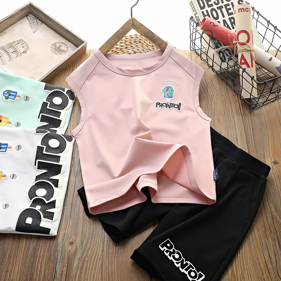 儿童套装夏季2024新款轻薄冰丝休闲透气男童女童速干套装T05-6685