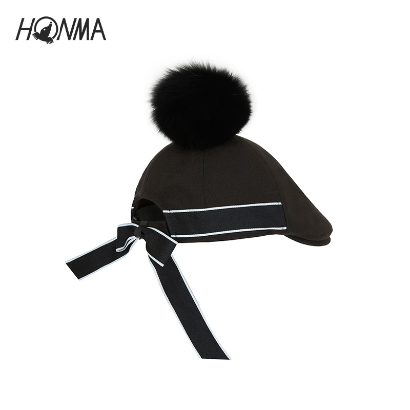 HONMA新款高尔夫配件休闲户外毛球蝴蝶结绑带运动帽HWIQ017B054