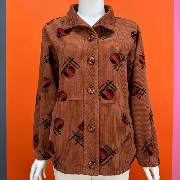 妈妈装春秋条绒外套高档纯棉休闲翻领开衫中老年时尚新款秋季上衣