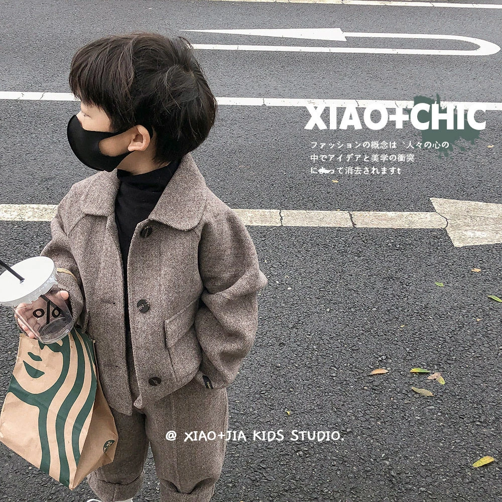 韩国童装2023秋冬新品儿童套装韩版西服潮款帅气儿童西服冬款大童