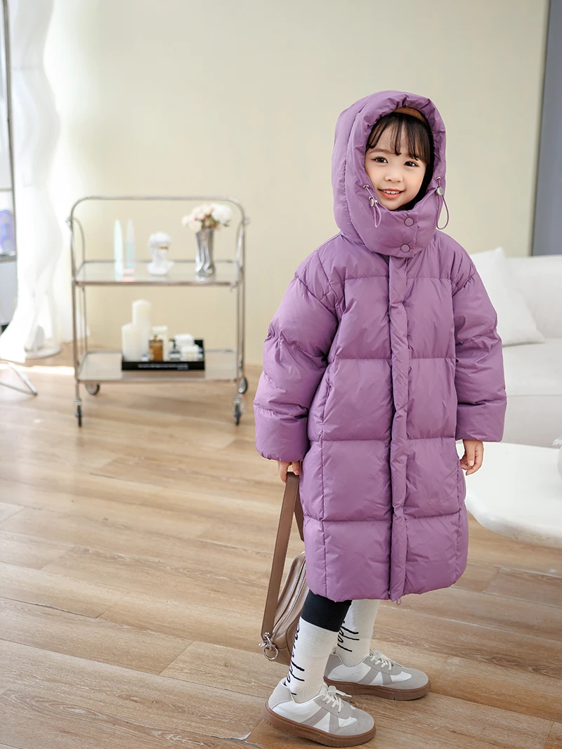Z儿童长款过膝加厚保暖羽毛服男童女童洋气冬季户外防风羽毛服好