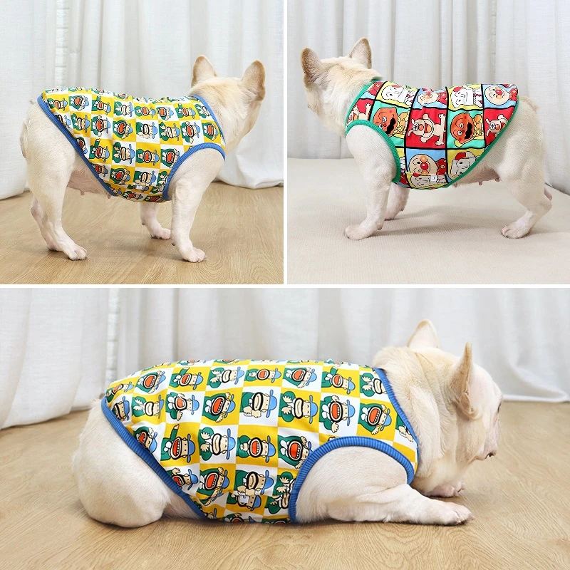 法斗衣服巴哥犬斗牛犬胖狗短袖背心弹力舒适卡通薄款防掉毛吊带潮
