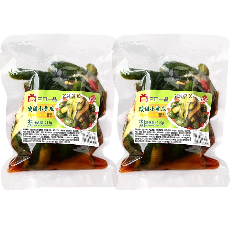 三口一品酸甜小黄瓜215g/袋*2袋新鲜日期酱腌菜下饭菜