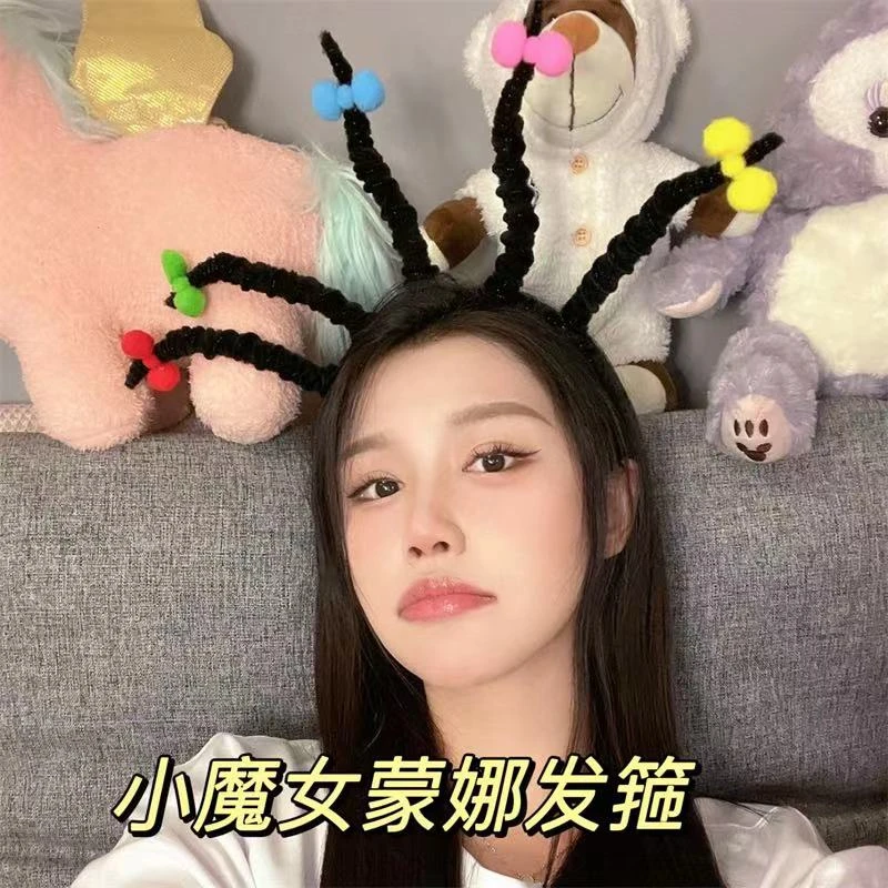 万圣节头饰小魔女蒙娜发箍可爱搞怪炸毛扭扭棒网红搞笑头箍发卡