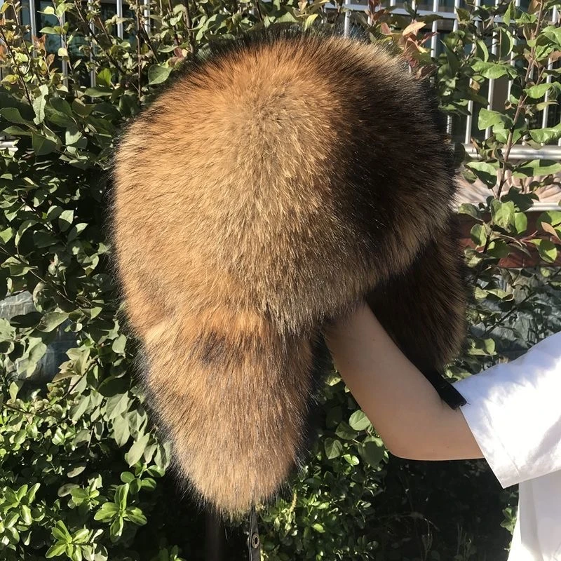 貉子皮霸王帽全毛狐狸毛雷锋帽男女款加厚冬季保暖防风皮草帽子