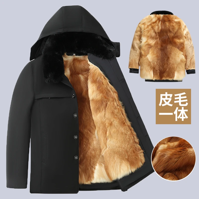 秋冬季男士中老年羊毛棉袄皮毛一体加厚羊皮袄东北棉衣棉服爸爸装