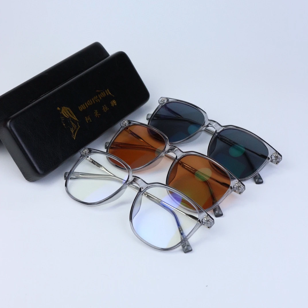 阿米拉姆品牌黑色镜片固定黑色眼镜固定茶色遮光眼镜