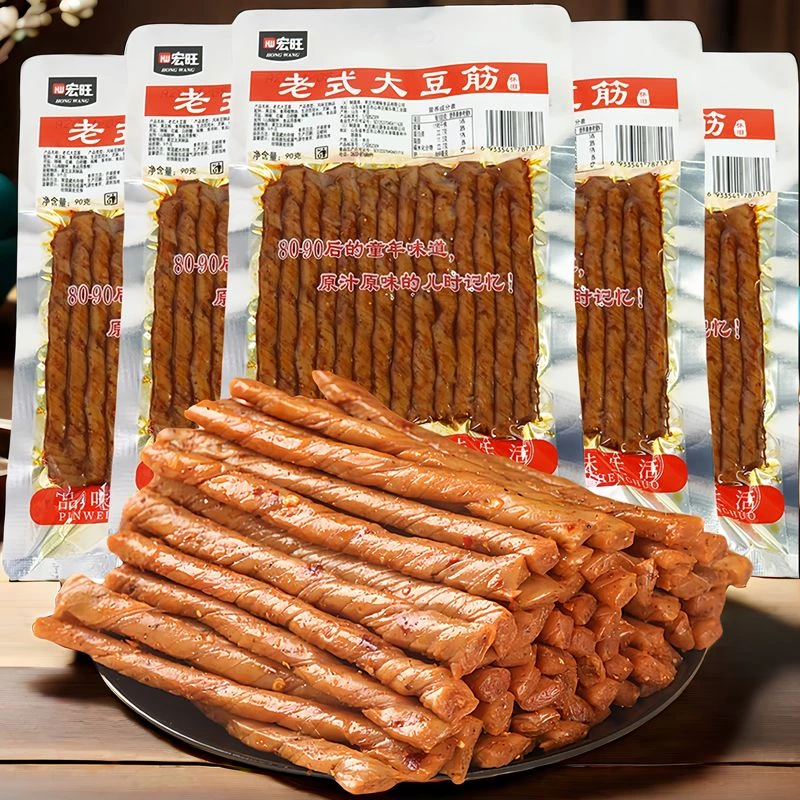 老式大豆筋香辣豆皮卷童年怀旧豆制品休闲零食90克