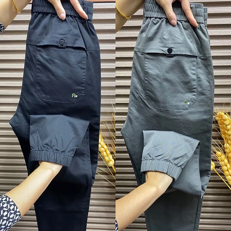 秋季新款精品束脚休闲裤男士弹力宽松小脚裤潮流百搭工装风哈伦裤