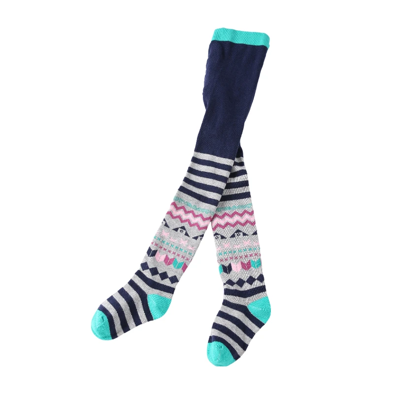 春秋新款女童连裤袜外穿学生打底袜棉宝宝连体袜黑色星星无骨袜子