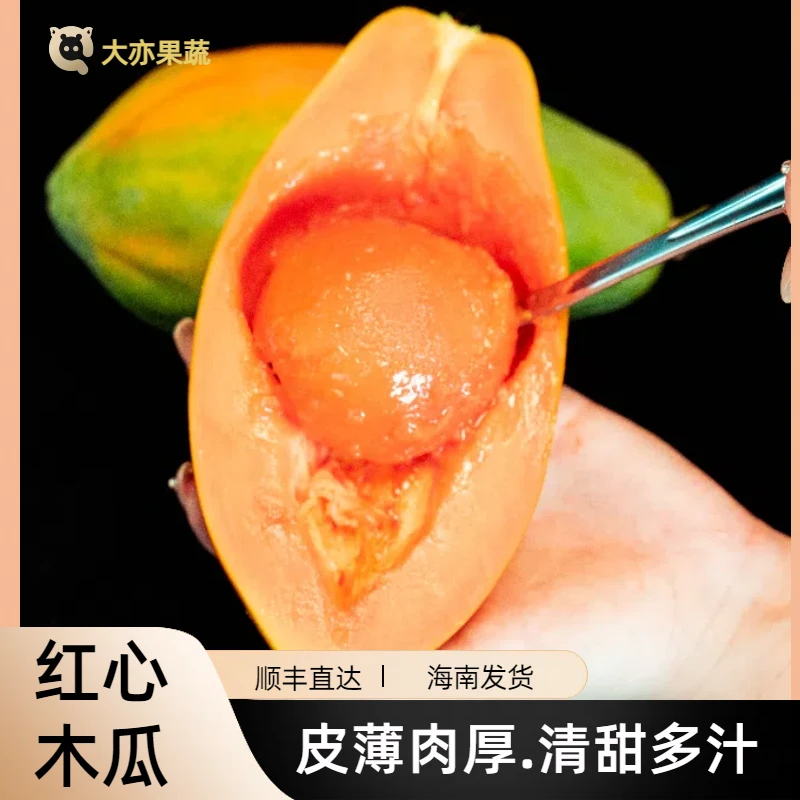 顺丰包邮海南三亚红心木瓜口滑口感清甜多汁入口即化新鲜采摘皮薄