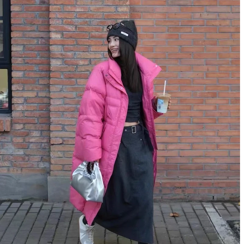 反季羽绒服平湖工厂休闲百搭中长款韩版冬季宽松加厚大码女款保暖