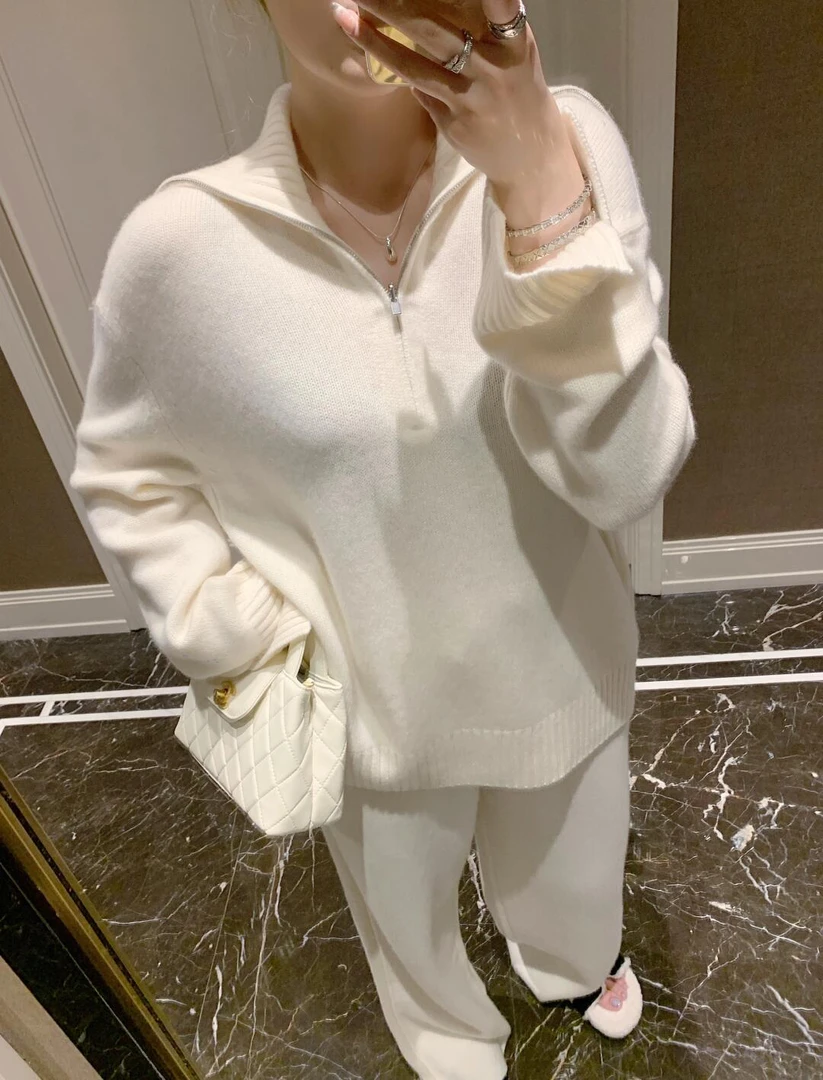 no 退no换 南油高品质 宽松纯色翻领羊毛毛衣