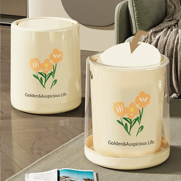 大号家用客厅双层垃圾桶卧室大容量带盖2023新款网红轻奢简约加厚