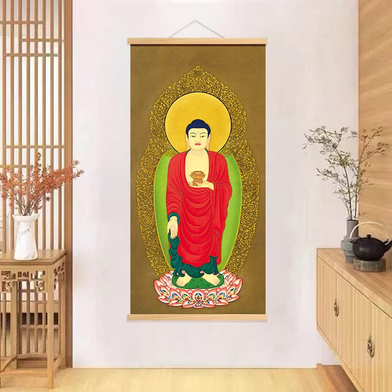 新中式装饰挂画[050阿弥陀佛]无纺布实木家居装饰精品挂画