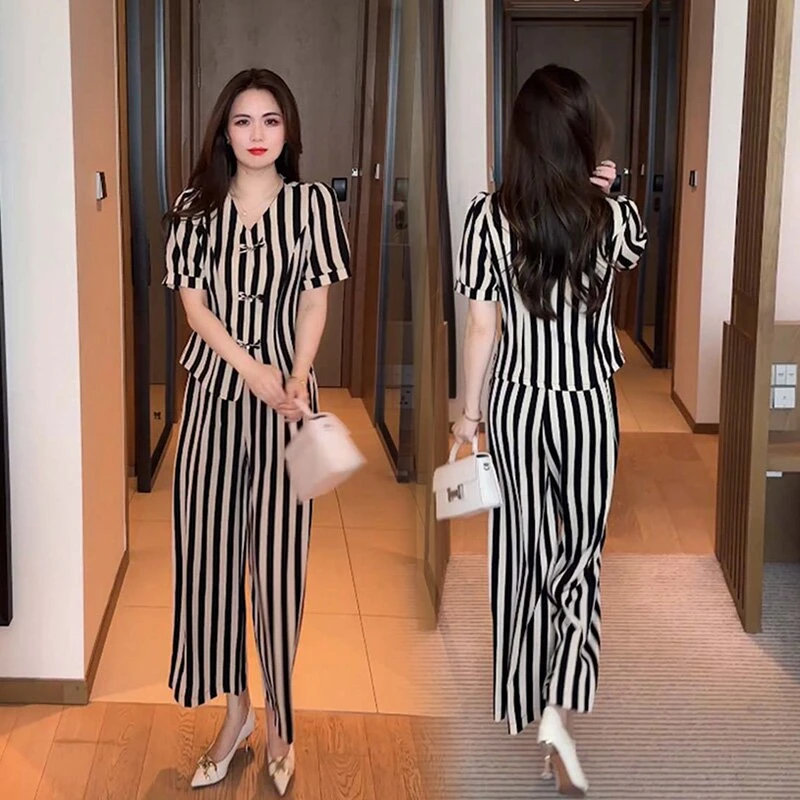 夏季新款新中式穿搭气质显瘦时尚洋气休闲时尚高腰套装