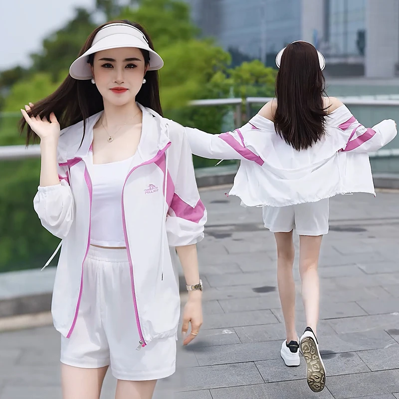 洋气防晒衣时尚透气外套休闲百搭薄款宽松韩版连帽长袖户外防晒服