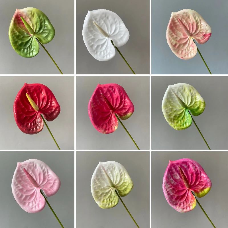 高档软胶仿真3D红掌白掌绿掌粉掌婚礼婚庆插花材装饰软装客厅假花