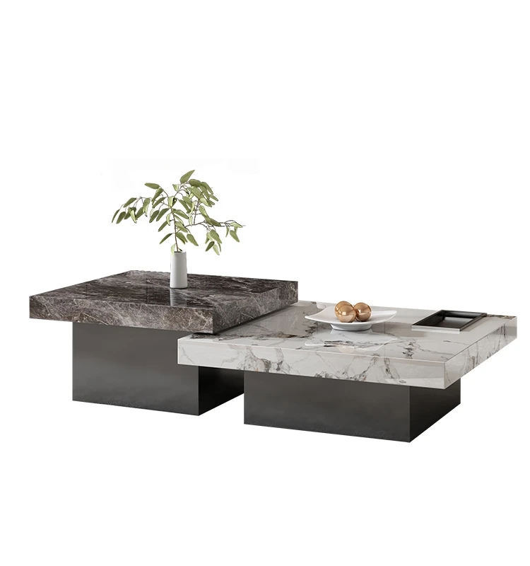 意式轻奢岩板茶几边几组合客厅家用大小户型茶桌2023新款创意茶几