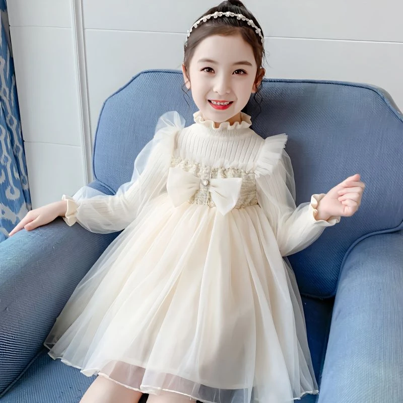 女童公主风加绒连衣裙2023新款洋气高级儿童高级裙小女孩裙子