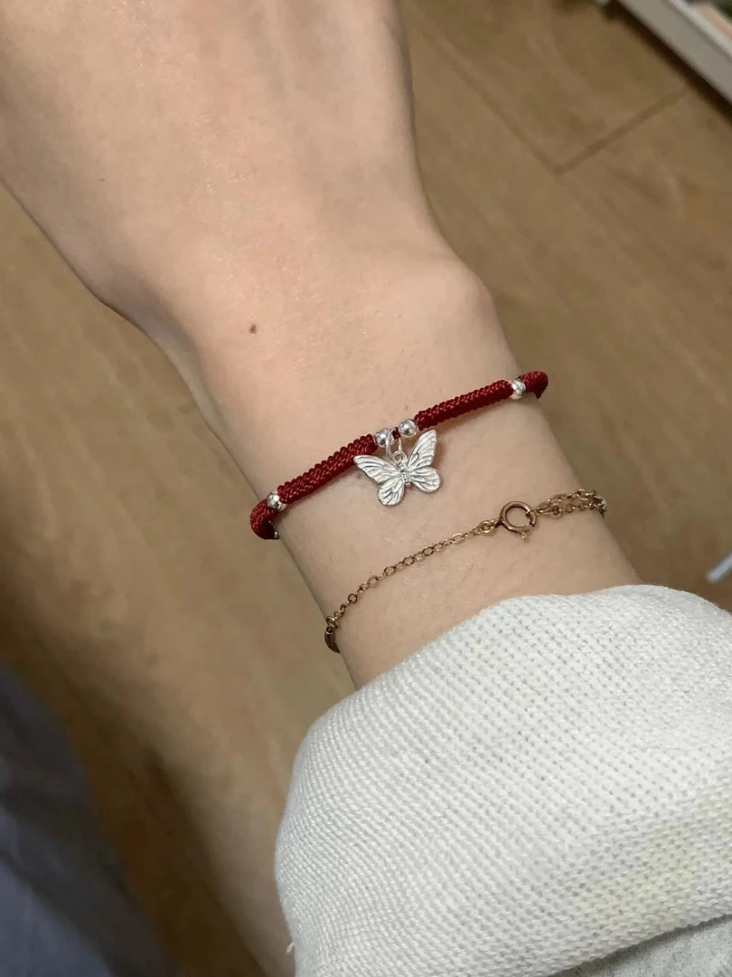 足银手链 999可爱编织女百搭情侣红色纯手工编绳闺蜜生日礼物女生
