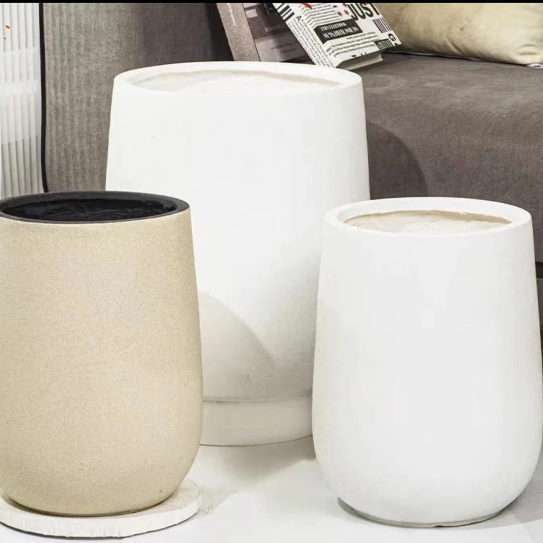 水滴花盆百合竹鸭脚木黑金刚欧式简约办公室落地透气大号盆器