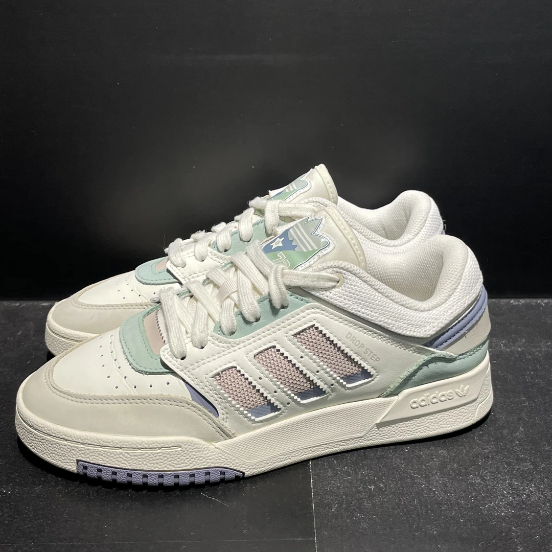 38码235内长｜正品95新 阿迪达斯三叶草 drop step low 板鞋 白紫