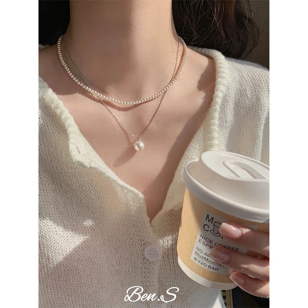 链子925银 Ben.S本饰 简约吊坠强光施家珠纯银项链轻奢锁骨链