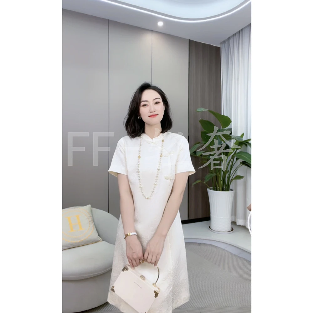 【FF-轻奢】2024新款女装时尚气质提花中国风新中式绣花品质连衣裙