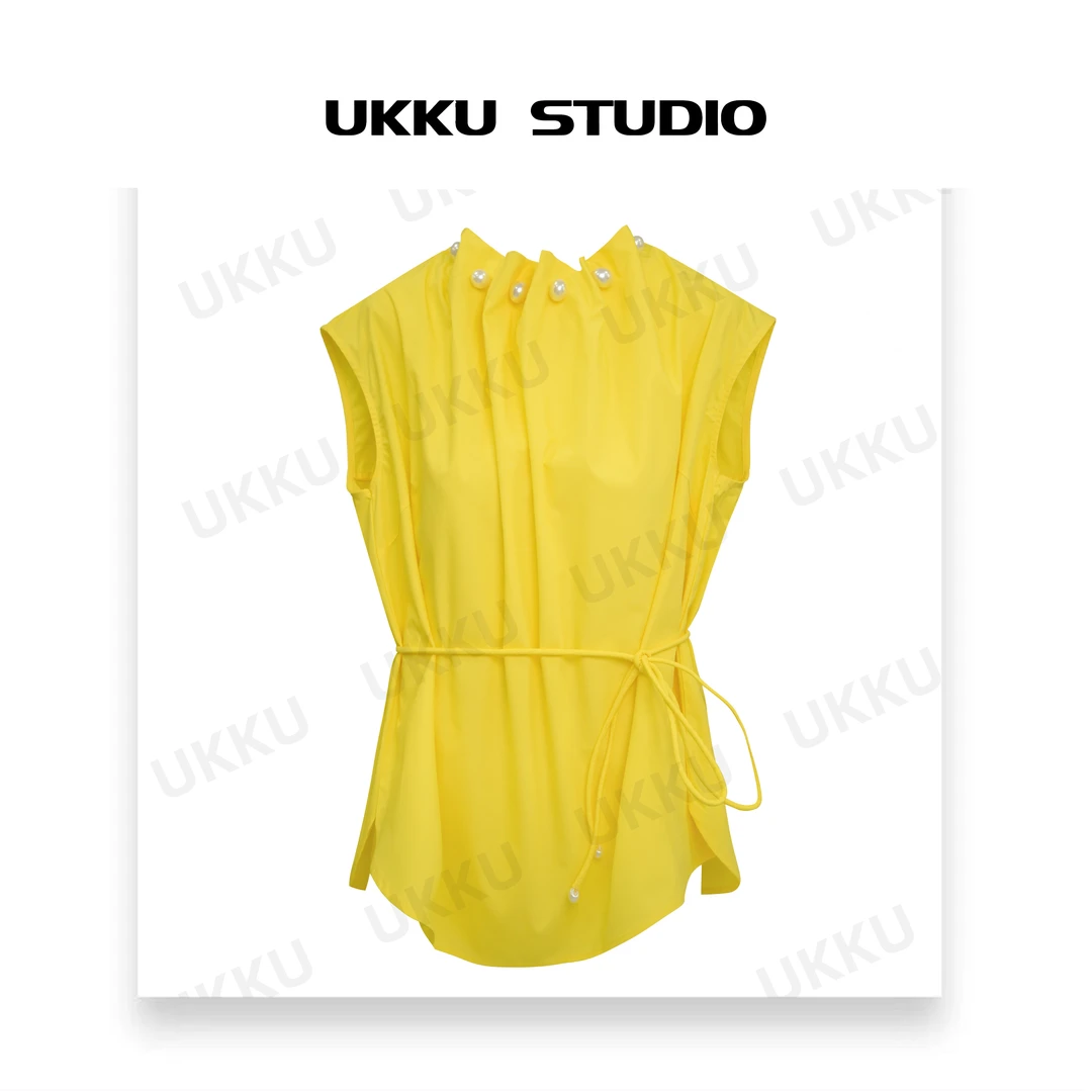 大柒【UKKU STUDIO】简约纯色款宽松圆领设计师短款女装T恤312346