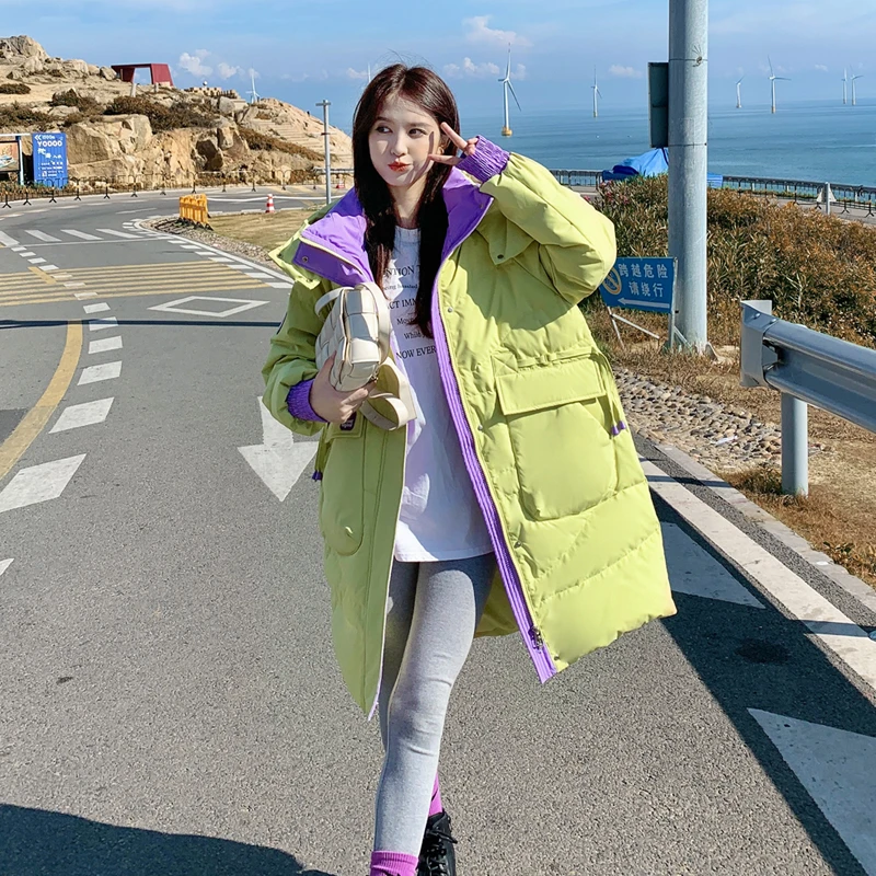 DEJIBVU/大季新款DJ-6608胖mm加肥加大码羽绒服女H版型显瘦冬撞色