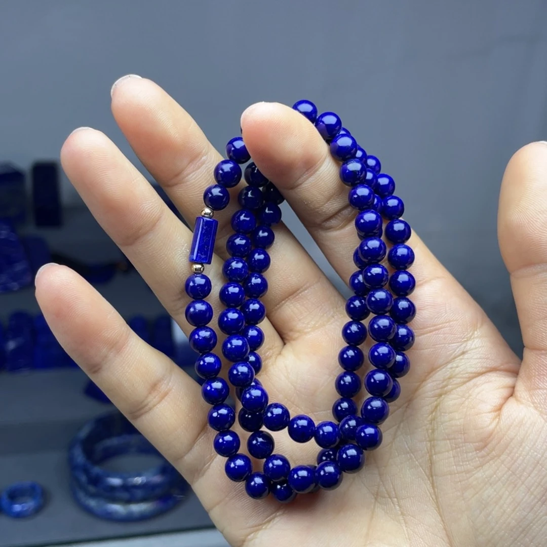 青金石6m三圈手串未镶嵌