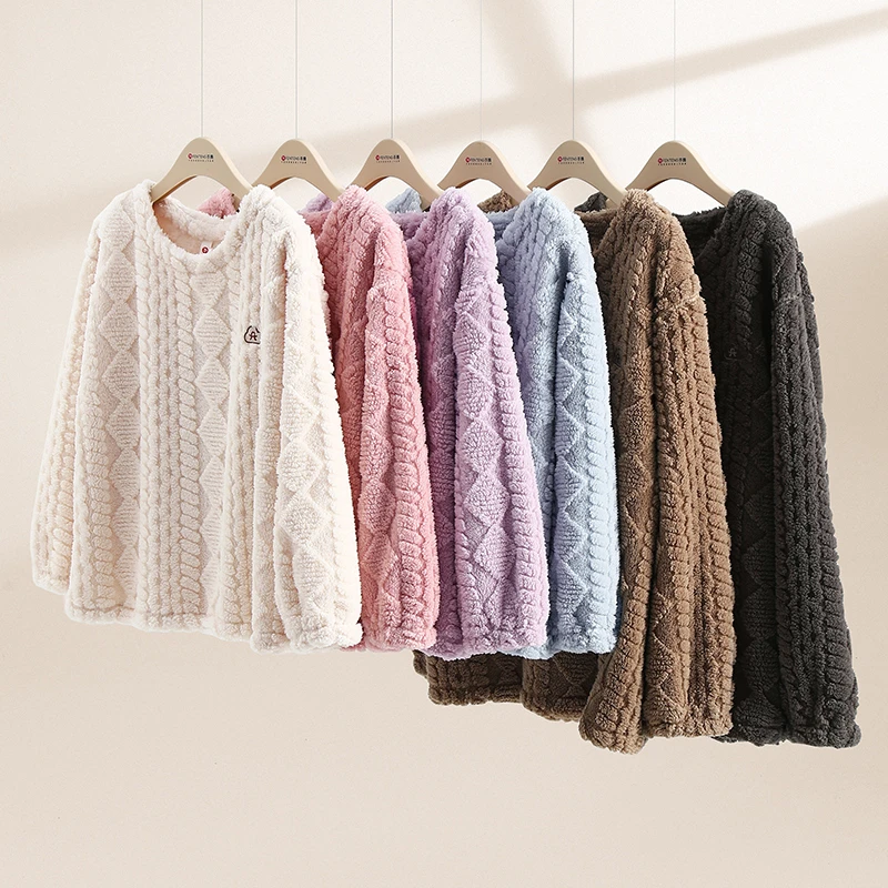 芬腾珊瑚绒情侣睡衣秋冬加厚女士套装法兰绒宽松休闲保暖家居服男