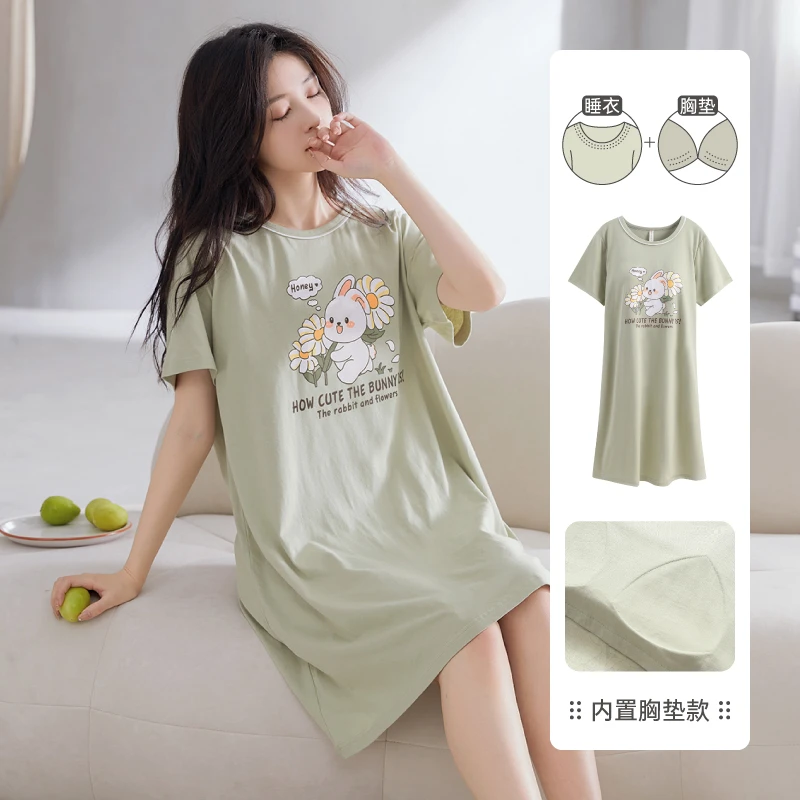 芬腾带胸垫睡裙女夏季大码可爱薄款新款可外穿休闲连衣裙