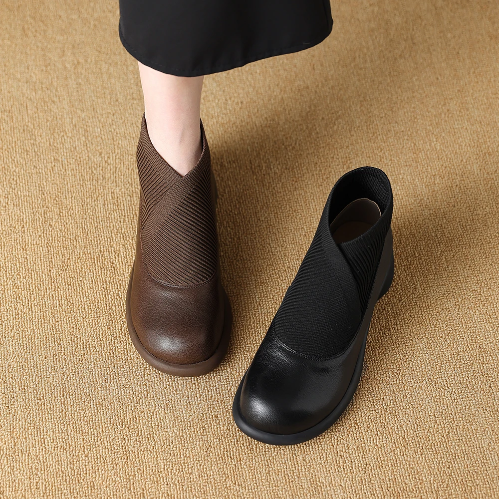 羊皮+飞织/34-41/3cm跟时尚休闲百搭马丁靴女短靴