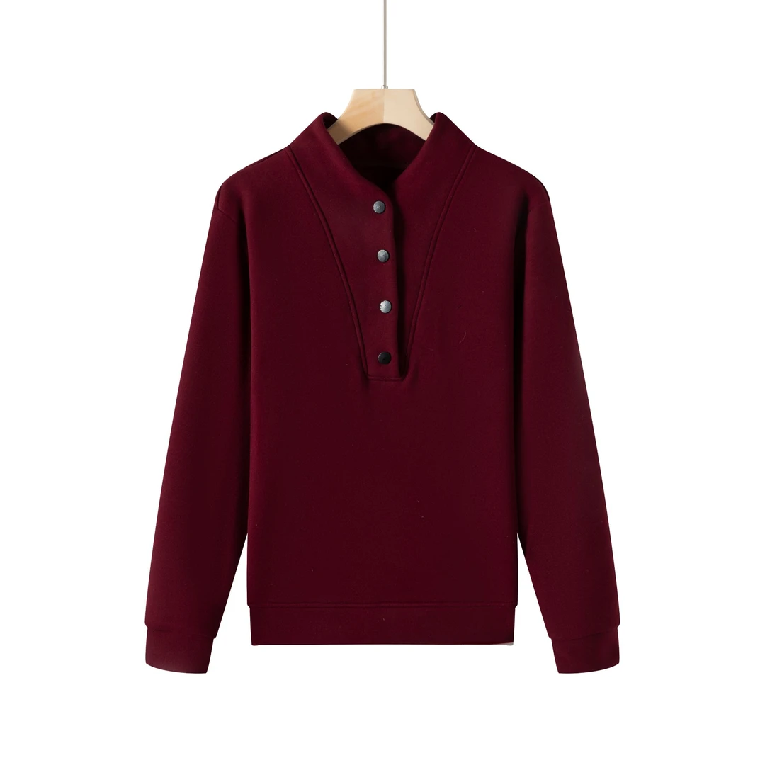 2025春秋女士立领扣气质卫衣加厚时尚洋气空百搭运动立领打底衫