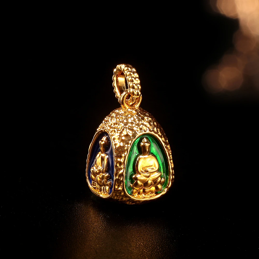 【破冰专属】18k金大版四面佛烤珐琅滴流配件轻奢时尚百搭