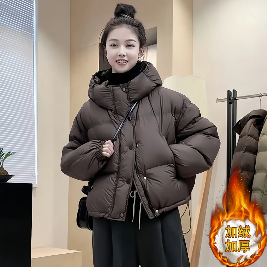 韩版小个子花棉袄网红爆款女装棉服2025冬季时尚休闲百搭连帽外套