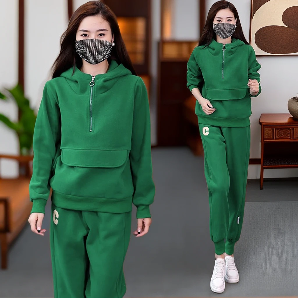 韩版字母刺绣中年妈妈运动套装女秋季新款洋气大码长袖长裤两件套