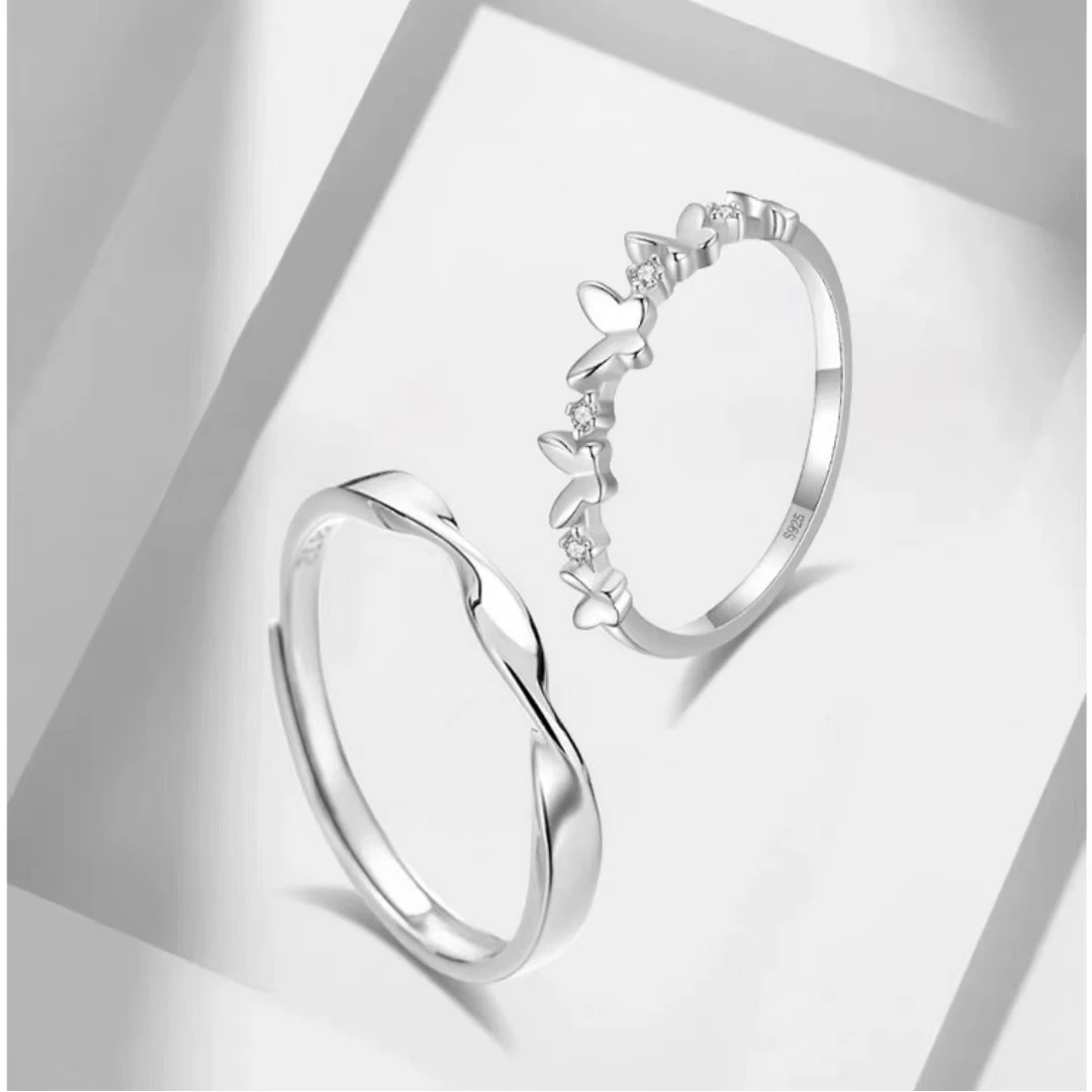 钛钢戒指 缱绻蝴蝶情侣戒指气质时尚百搭简约小众2024新款送女友