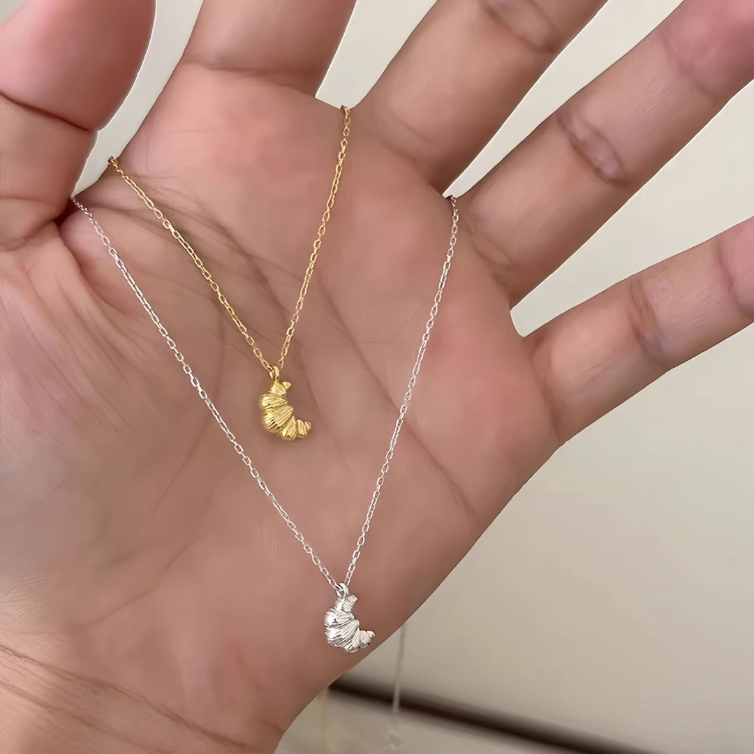 铜合金项链 时尚高级感牛角包项链简约百搭锁骨链ins小众精致颈链